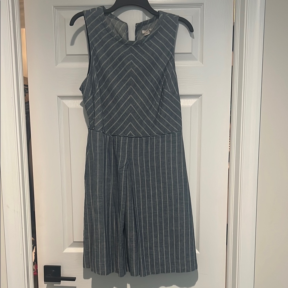 Striped Chambray Sleeveless Dress